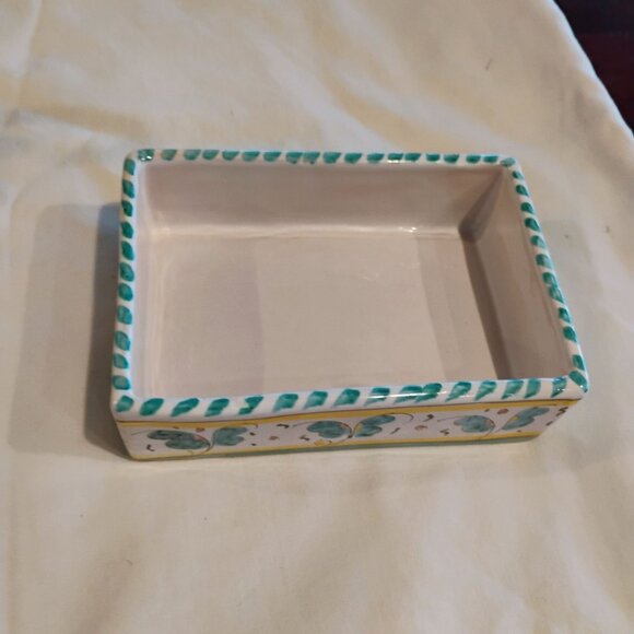 Vintage Italian Deruta Pottery Ceramic Rooster Trinket Box w/Lid Hand Painted - Picture 9 of 12